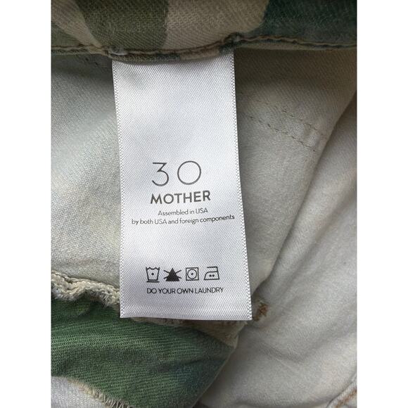 MOTHER The Wrapper Ultra High-Rise Jogger Jeans Size 30 Green Camo Print Elastic - Picture 8 of 9